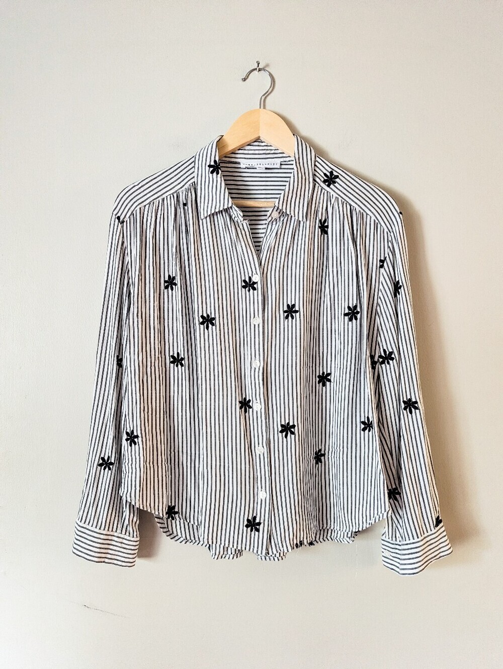 Jane & Delancey Anthropologie Striped Flower Button Up